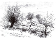 Het huisje van Frissen, tekening van Harry Koene, architect.